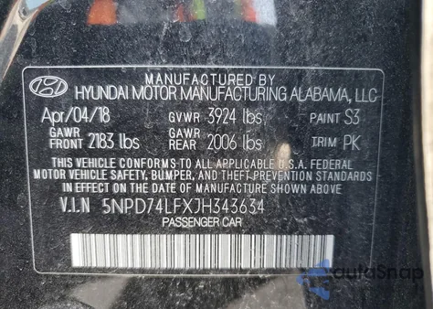 2018 Hyundai Elantra Se from USA, damaged, VIN 5NPD74LFXJH343634